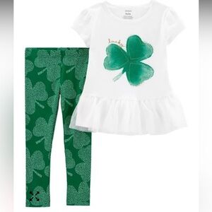 Girls St. Patricks day outfit Clover Top & Pants leggings St. Pattys Day Size 4T